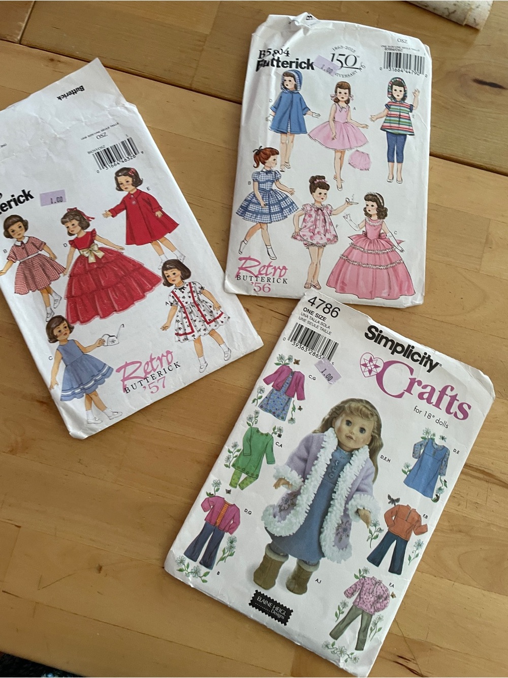 Vintage 18” American Girl Size Doll Sewing Patterns Lot-Butterick &  Simplicity